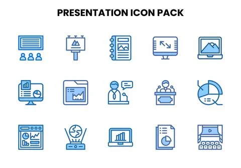 Presentation Two Colour Design Icons Pack Stock Illustration