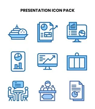 Presentation Two Colour Graphics Icons Pack Stock Illustration