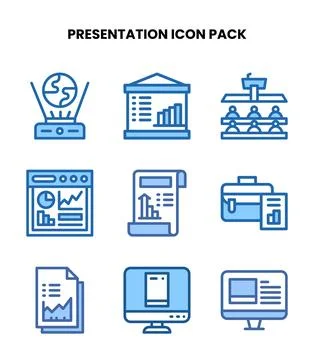 Presentation Two Colour Graphics Icons Pack 库存插图