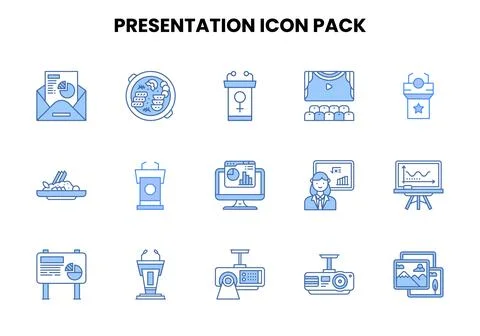 Presentation Two Colour Scalable Icons Pack Иллюстрация