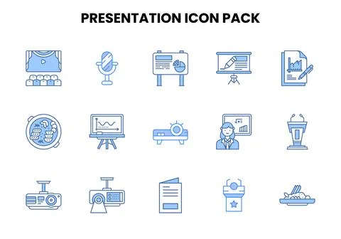 Presentation Two Colour Scalable Icons Pack Stock Illustration