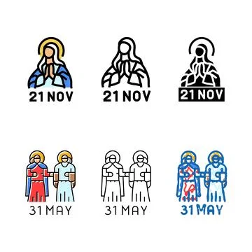 Presentation of types the virgin mary feast catholic color icon vector Stock Illustration
