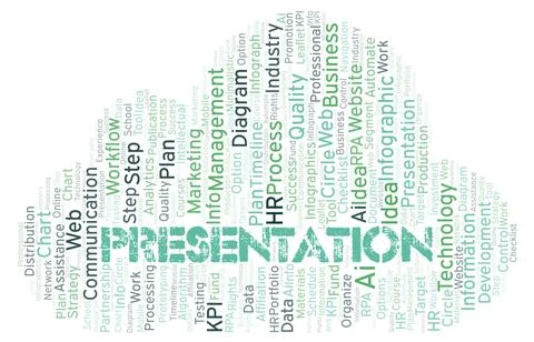 Presentation typography word cloud create with the text only. Stock Illustration