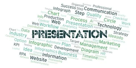Presentation typography word cloud create with the text only. Stock Illustration