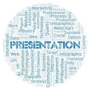 Presentation typography word cloud create with the text only. Stock Illustration
