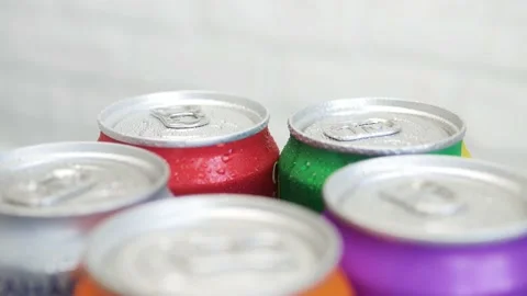 Presentation of a Various Cold, Sweet, and Carbonated Refreshing Drinks.  Vídeo Stock 164434731