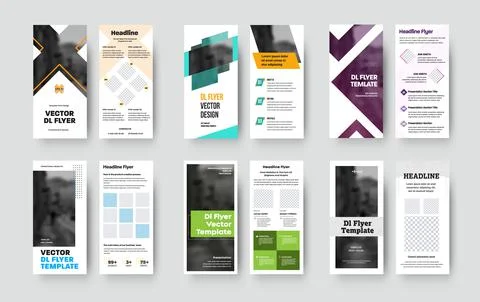 Presentation of vector dl flyer template with geometric design. Set Stock Illustration