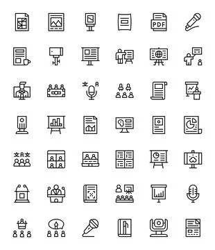 Presentation Vector Icon Repository containing 42 Regular Line 64x64 Detail.. Stock Illustration