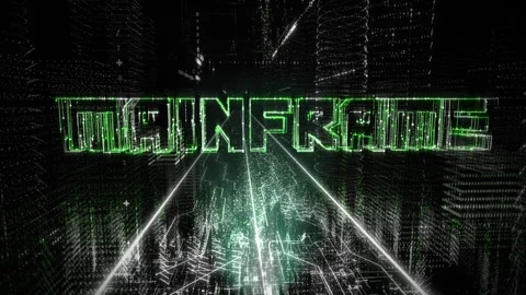 Presentation Of The Word "Mainframe" In The Cyber Place On The Black Backdrop. Video stock 276317560