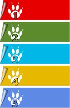 Presentation of working process in five steps with animal tracks Stock Illustration