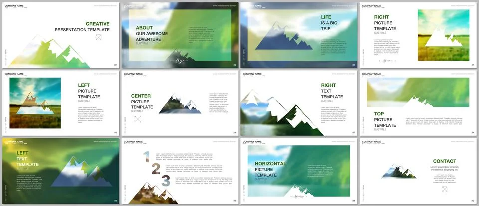 Presentations design, vector templates. Background for tourist camp, nature Stock-Illustration