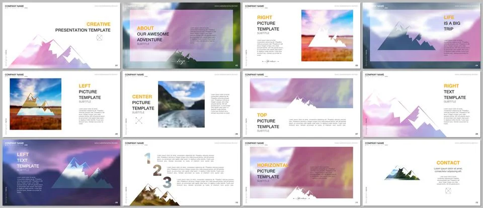 Presentations design, vector templates. Background for tourist camp, nature Stock Illustration