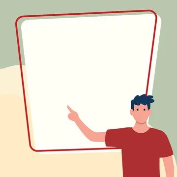 Presentator shows important information on whiteboard. Man show main message Stock Illustration