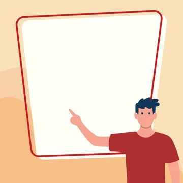 Presentator shows important information on whiteboard. Man show main message Stock Illustration