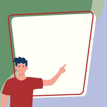 Presentator shows important information on whiteboard. Man show main message Stock Illustration