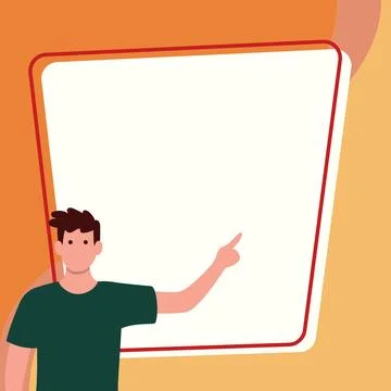 Presentator shows important information on whiteboard. Man show main message Stock Illustration
