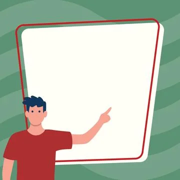 Presentator shows important information on whiteboard. Man show main message Stock Illustration