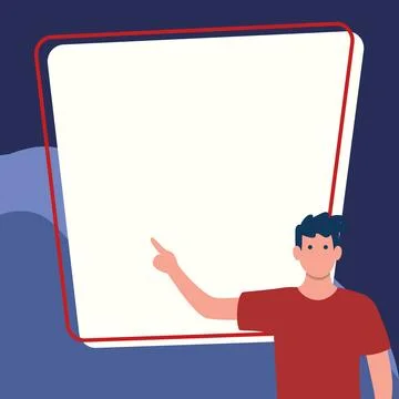 Presentator shows important information on whiteboard. Man show main message Stock Illustration