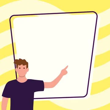 Presentator shows important information on whiteboard. Man show main message Stock Illustration