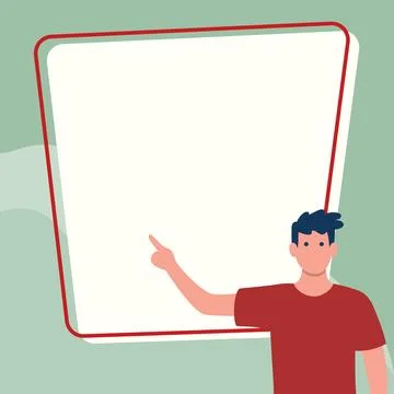 Presentator shows important information on whiteboard. Man show main message Stock Illustration