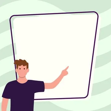 Presentator shows important information on whiteboard. Man show main message Stock Illustration