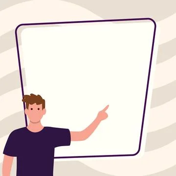 Presentator shows important information on whiteboard. Man show main message Stock Illustration