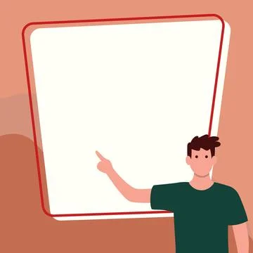 Presentator shows important information on whiteboard. Man show main message Stock Illustration