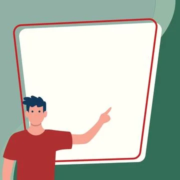 Presentator shows important information on whiteboard. Man show main message Stock Illustration