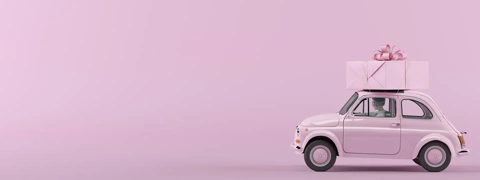 Presentbox is coming. 3d rendering Stock Illustration