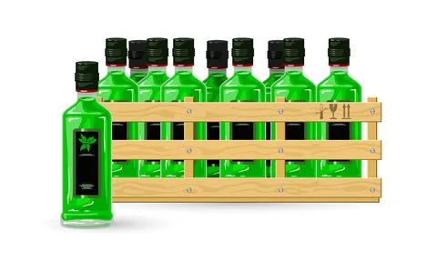 Presented bottle of absinthe liquor Stock Illustration