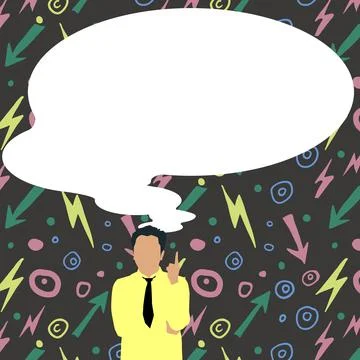 Presenter With Conversation Bubble Showing New Announcement. Colleague Speech イラスト素材