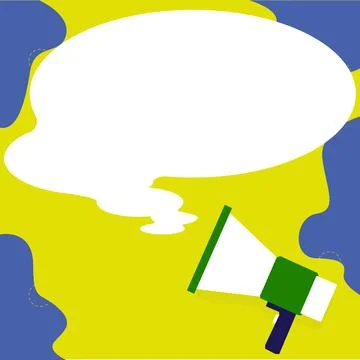 Presenter With Conversation Bubble Showing New Announcement. Colleague Speech イラスト素材