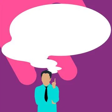 Presenter With Conversation Bubble Showing New Announcement. Colleague Speech Stock Illustration