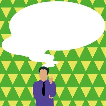 Presenter With Conversation Bubble Showing New Announcement. Colleague Speech Stock Illustration