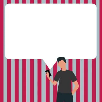 Presenter With Conversation Bubble Showing New Announcement. Colleague Speech Stock Illustration