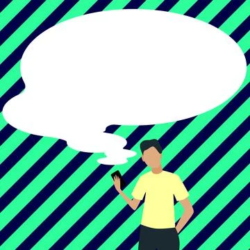 Presenter With Conversation Bubble Showing New Announcement. Colleague Speech Stock Illustration