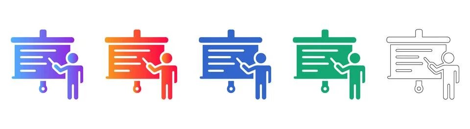 Presenter Presentation Slide Icon Set イラスト素材