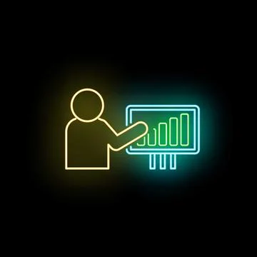 Presenter showing bar graph data analysis icon Stock-Illustration