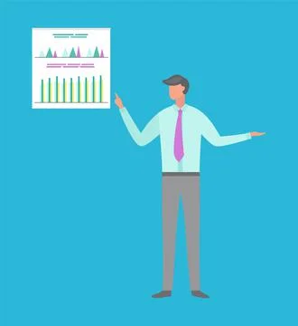 Presenter Showing Visual Information on Board Stock Illustration