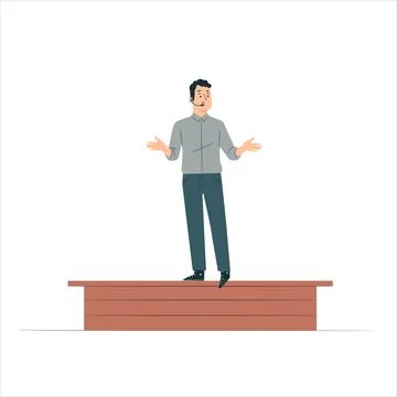 The presenter stands on the stage, Vector Stock Illustration
