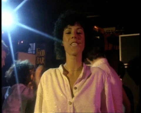 Presenter talks about British disco club scene of the time, UK 1978 스톡 동영상 133405260