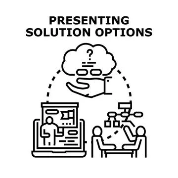 Presenting business solution options vector concept Ilustración de archivo