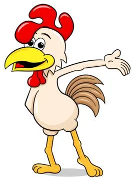 Presenting cartoon chicken Illustrazione stock