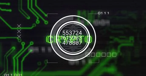 Presenting central circular data interface at HUD, with numeric datasets, 스톡 사진