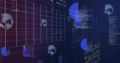Presenting central line graph showing fluctuating data on data dashboard with Stock Illustration
