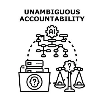 Presenting concepts of unambiguous accountability. Artificial intelligence. A Stock Illustration