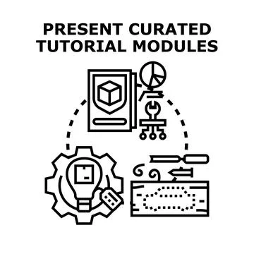 Presenting curated tutorial modules development process Stock Illustration