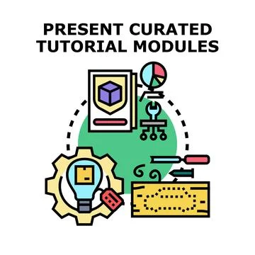 Presenting curated tutorial modules development process Stock Illustration