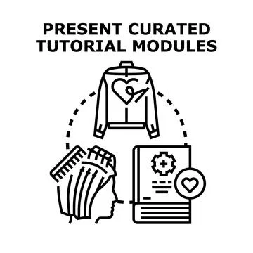 Presenting curated tutorial modules for learning education Stock Illustration