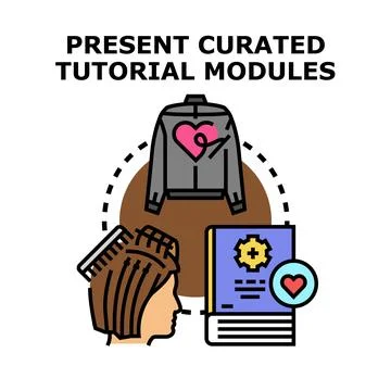 Presenting curated tutorial modules for learning education 스톡 일러스트